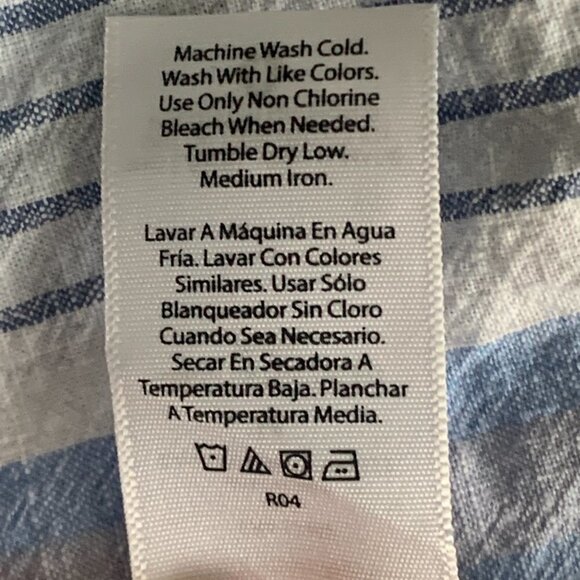 Free Assembly Cotton Striped Short Puff Sleeve Shirt Dress M Blue & White #93L - Picture 10 of 10